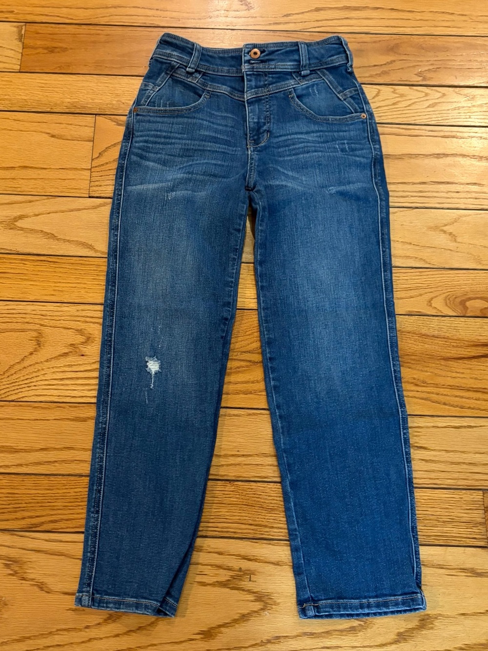 Pilcro and the Letterpress Sz26 Distressed Blue high rise mom Jeans